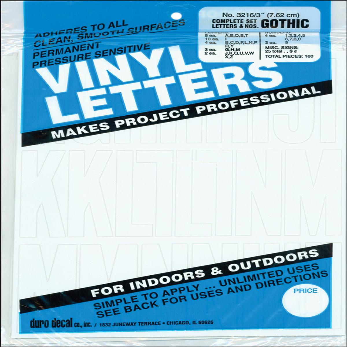 3" White Vinyl Letters/Number