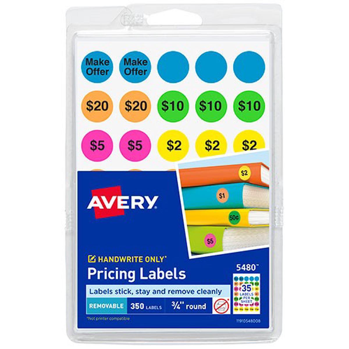 Avery Garage Sale Pricing Labels - Assorted Colors