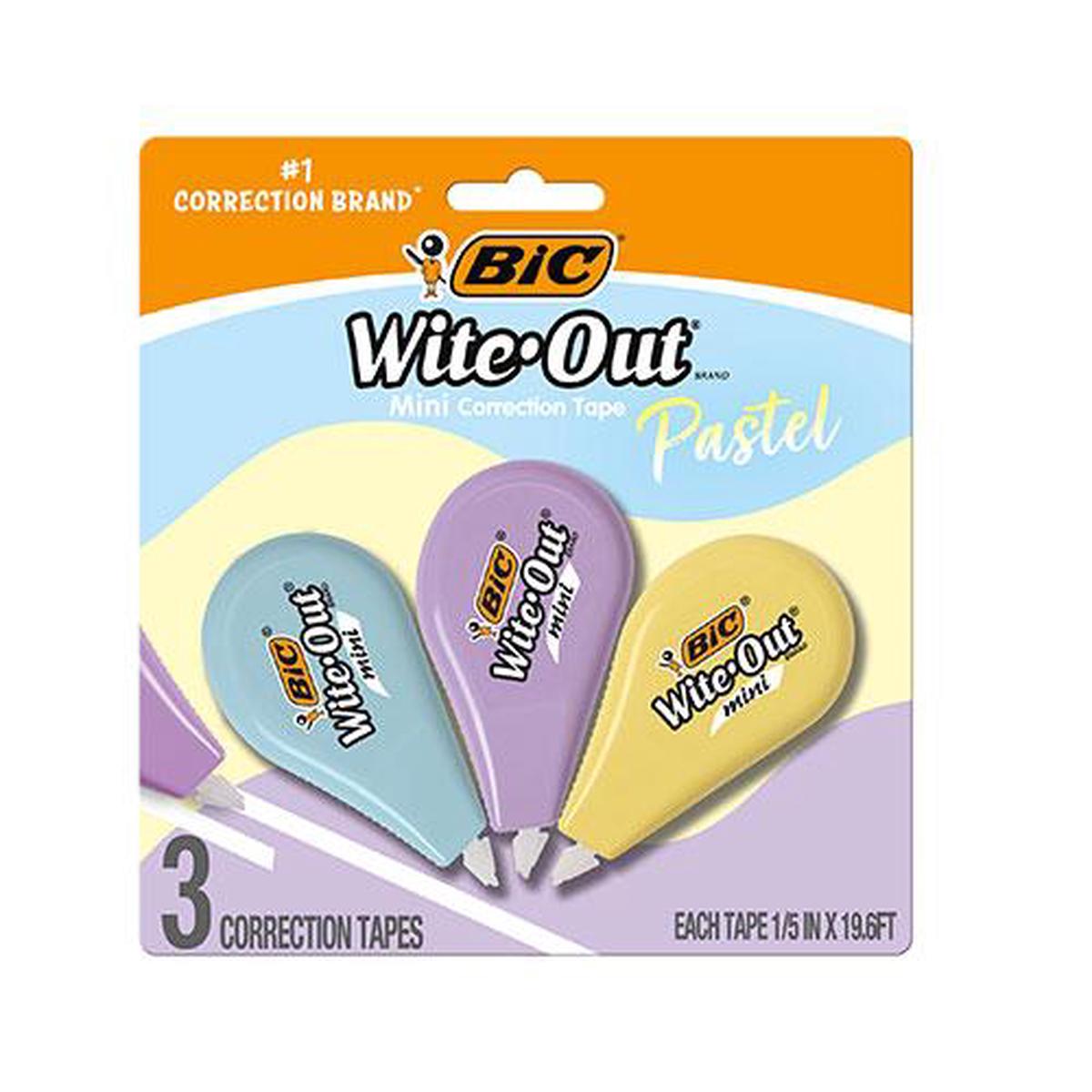BIC Wite-Out Mini Correction Tape - Pastel, 3 Pack