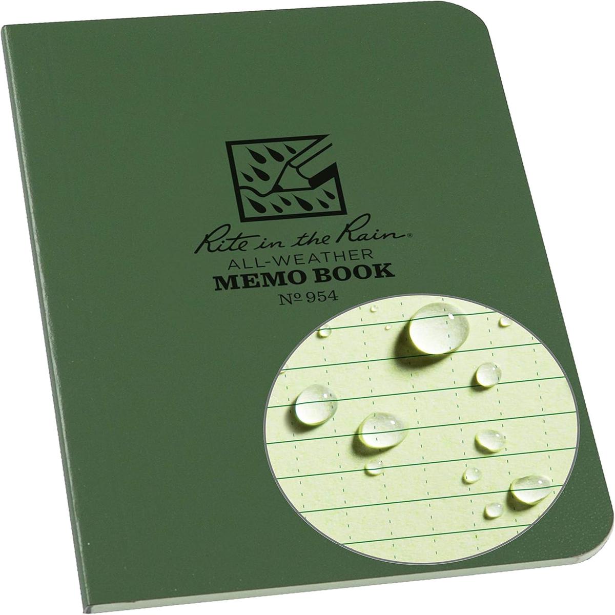 ?Rite In The Rain Weatherproof Soft Cover Pocket Notebook, 3 1/2" X 5", Green