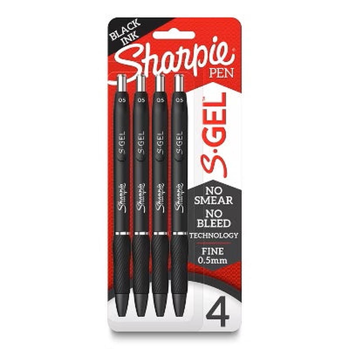 .5Mm Sharpie S-Gel Black 4Pk
