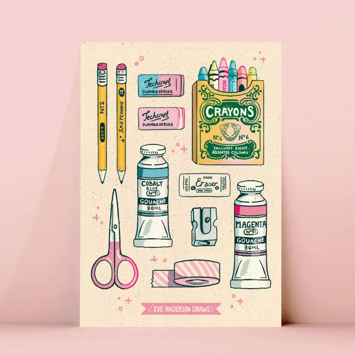 Art Supplies Sticker Sheet