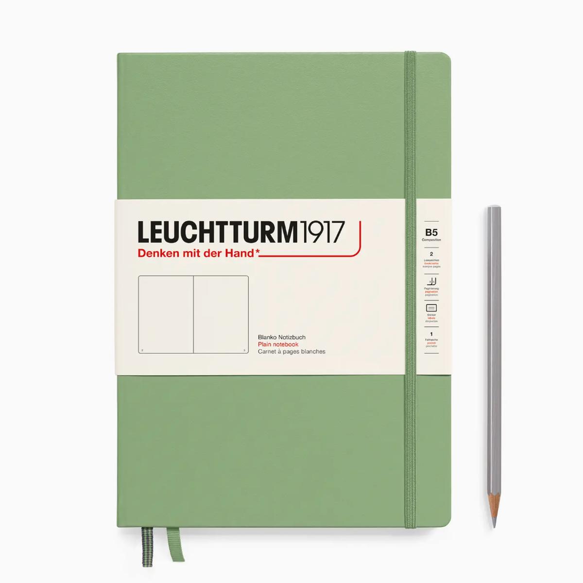 Leuchtturm Blank Notebook: Sage - B5