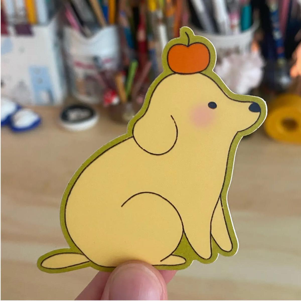 Yellow Apple Dog Sticker