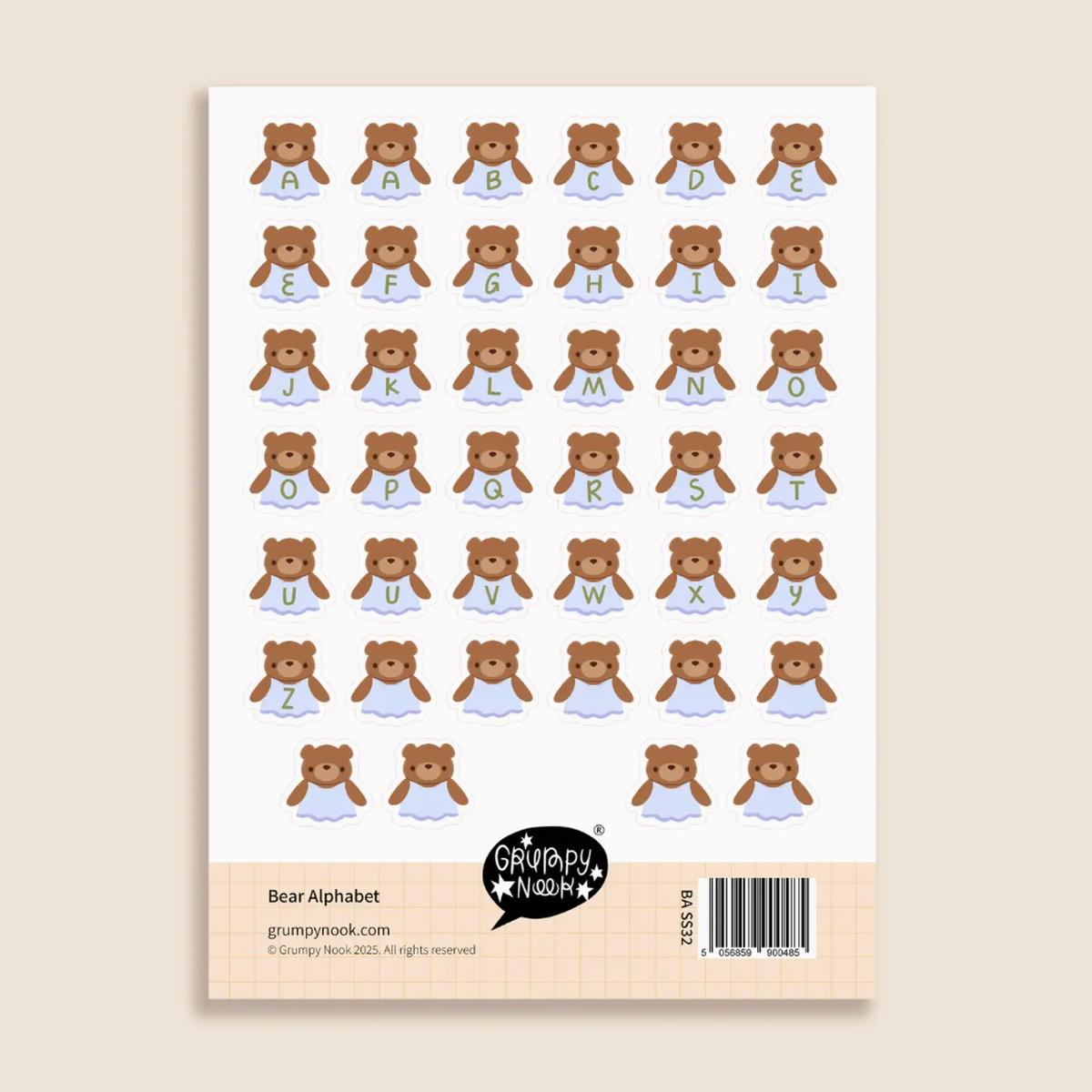 Bear Alphabet Sticker Sheet
