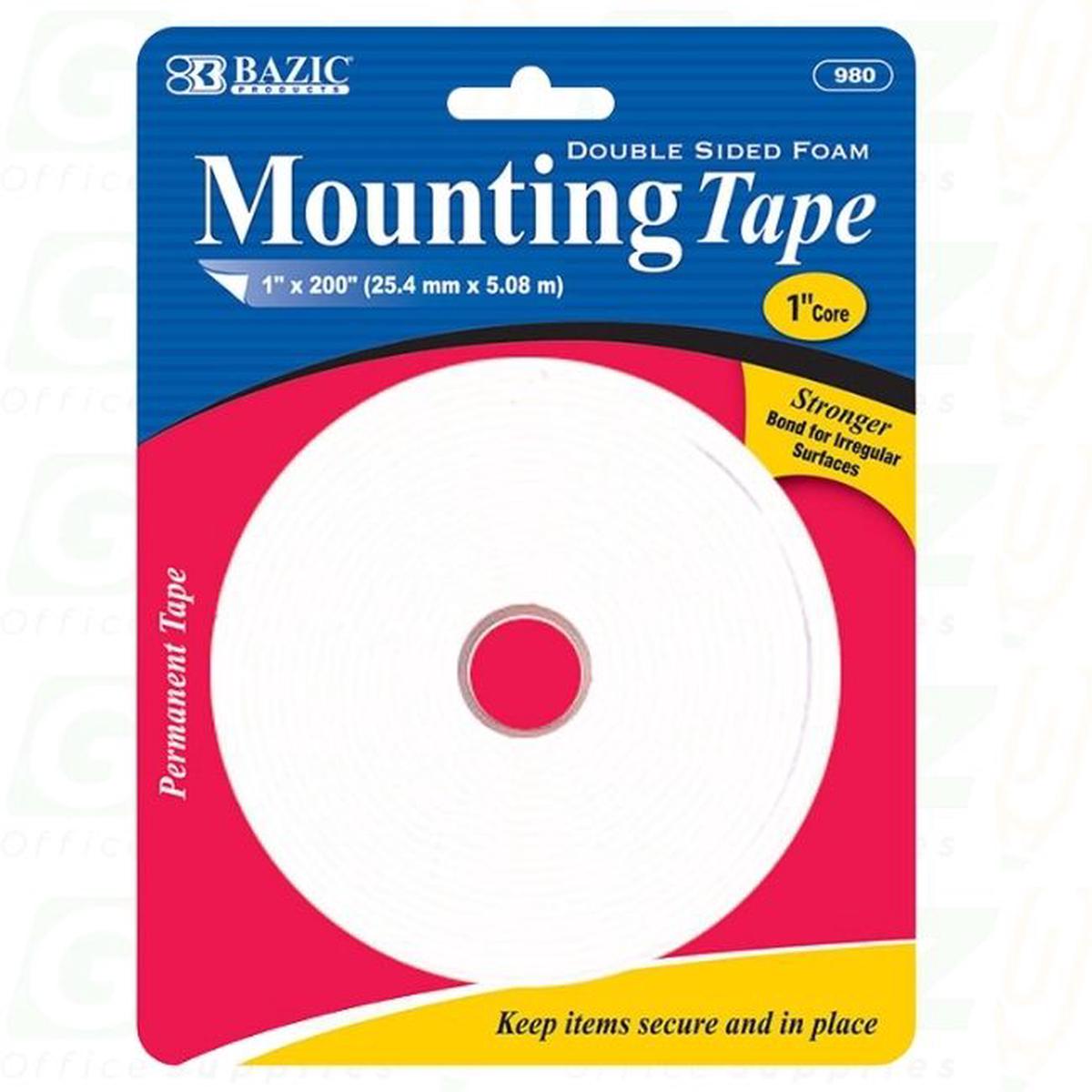 1" X 200" Double Sided Foam Mounting Tape Bazic #980