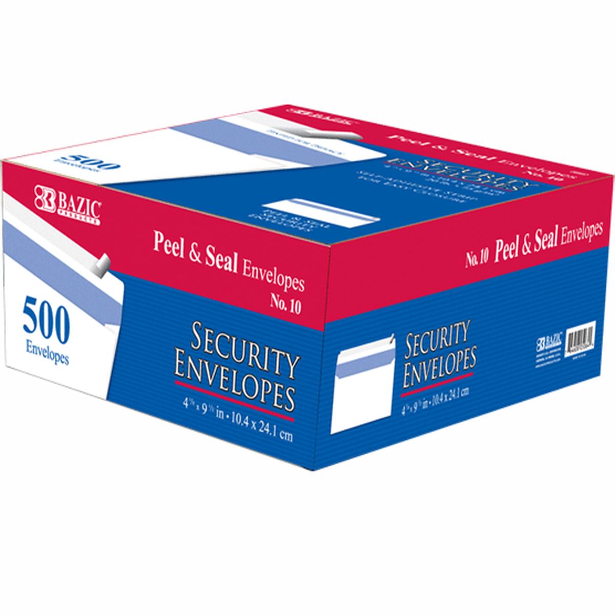 #10 Envelope Peel & Seal Bazic 500Ct W Security( 5064)