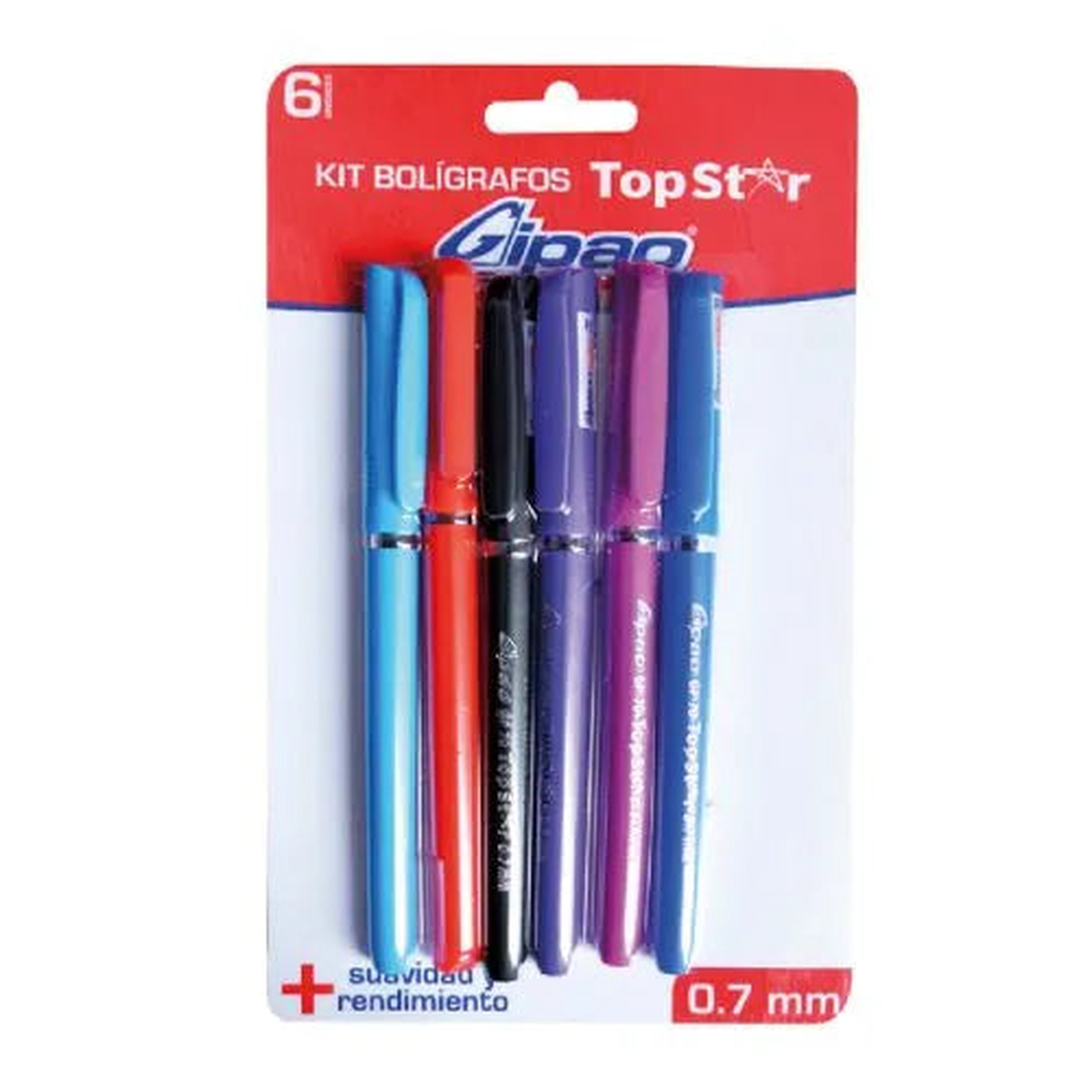 0.7mm semi-gel pen, Gipao brand - Assorted x6 Top Star