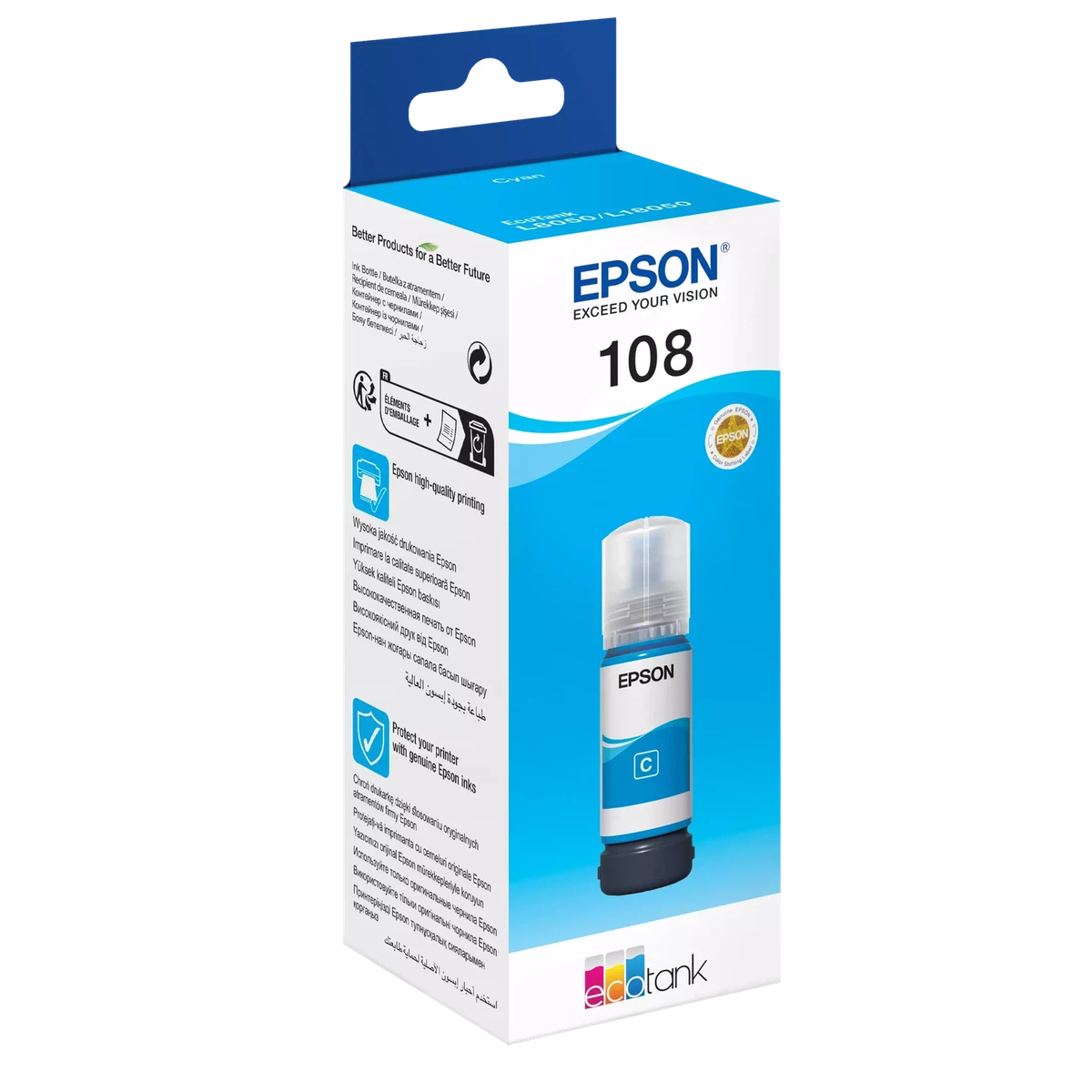 Epson 108 Cyan Ink Bottle 7200 Pages/ 70 ml/ Cyan Color/ Ink Bottle