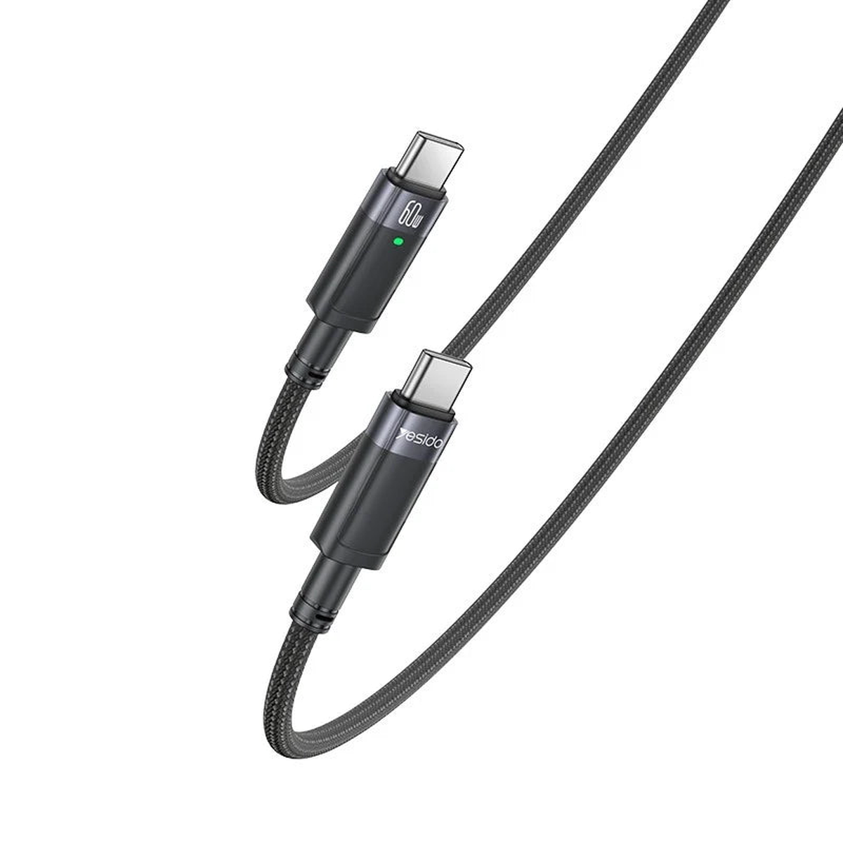 Yesido CA160 1.2m 60W Type-C to Type-C Auto Power-off Charging Cable Black