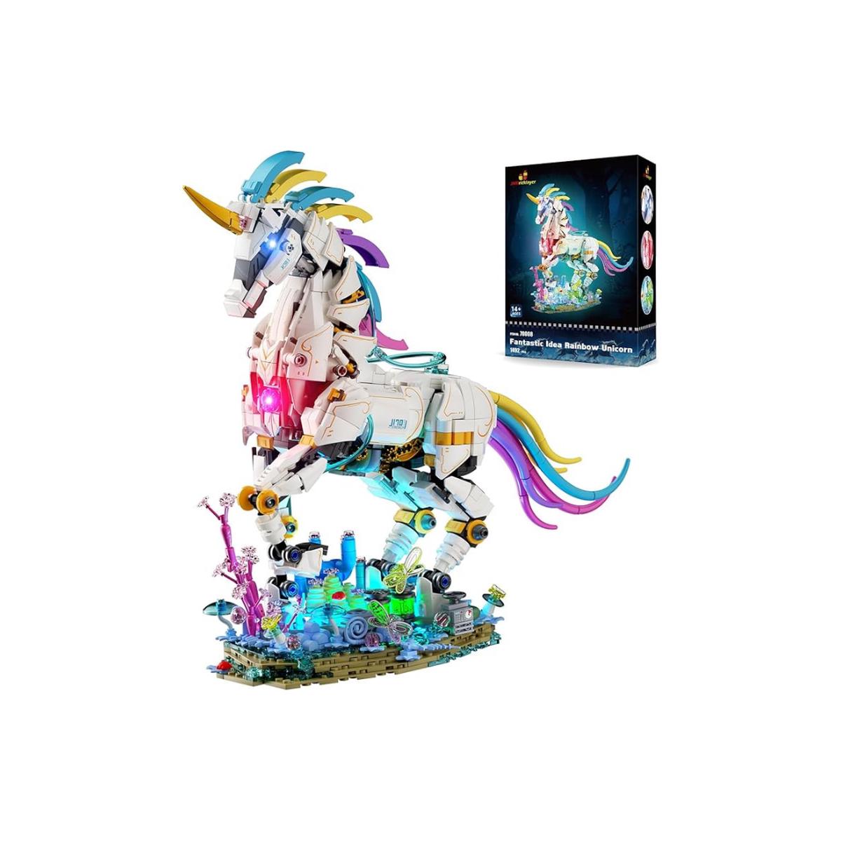 JMBricklayer Unicorn Building Set for Adults with Lights 70008 Myth Art Creator Animal Display Ideas Magical Rainbow Unicorn Home Decoration Building Toys Christmas Birthday Gift for Ages