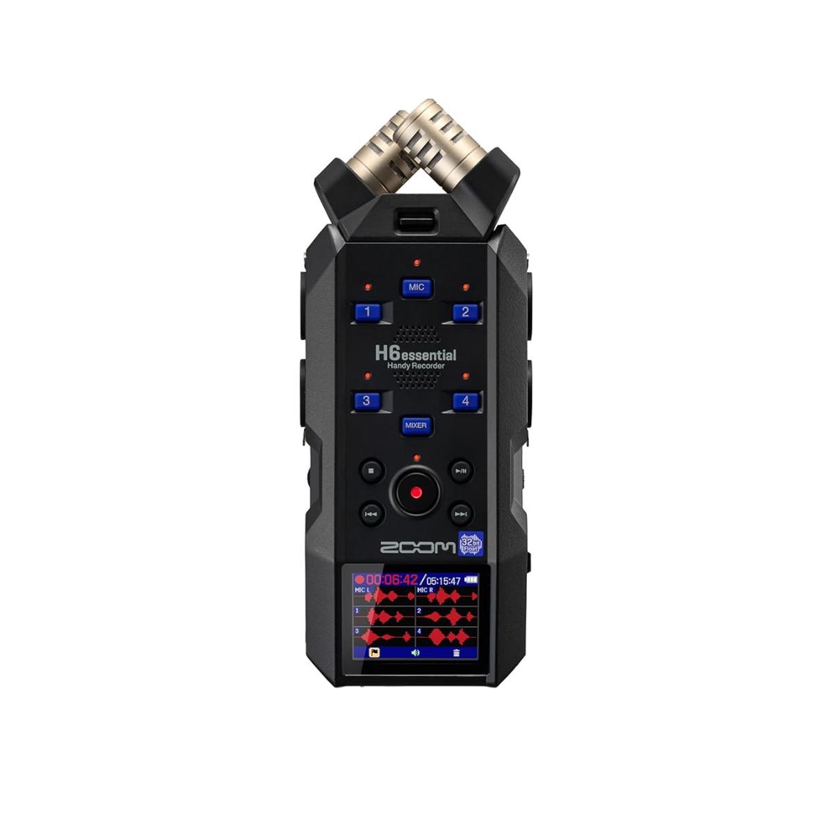 ZOOM Zoom H6essential Handy Recorder, 32-bit Float, 6 Track Specifications, Microphone Replacement, Timecode Video Creator, Podcast, ASMR, Musician, Recording, Live Streaming, Flagship Mod